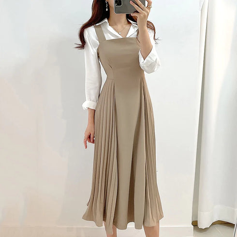 プリーツロングジャンパースカート