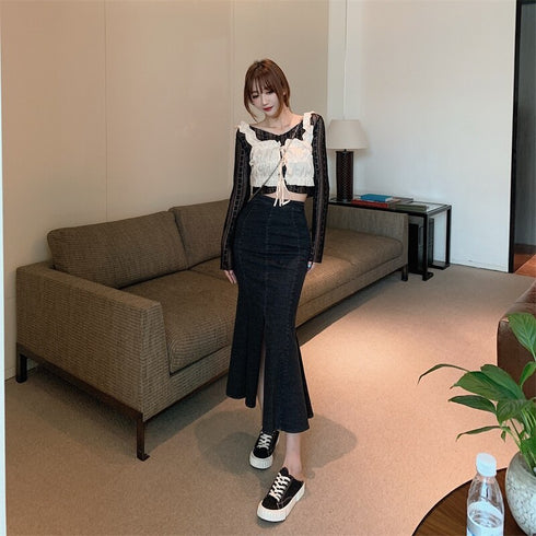 デニムセンタースリットスカート