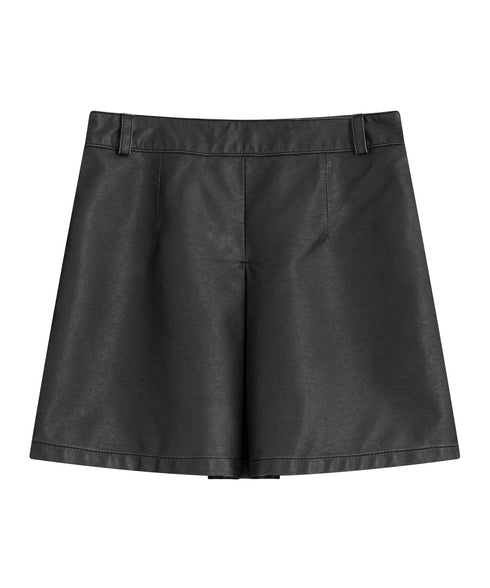 洗ったスリットレザーリードスカート(黒)