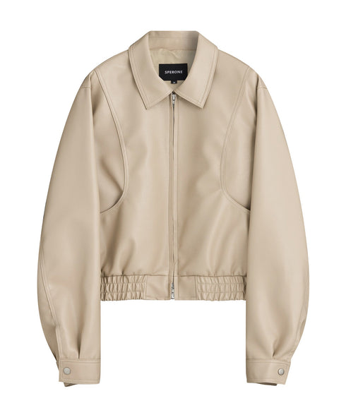 オーバーフィット曲線革の青い品種(ベージュ)