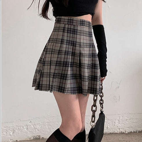 レトロチェックプリーツスカート
