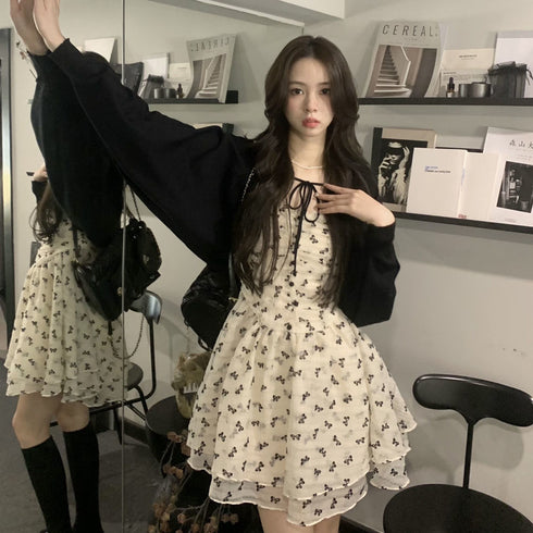 リボンワンピースボレロセット