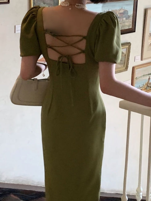 スリットバッククロスワンピース