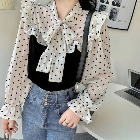 ドットフリルりぼんトップス