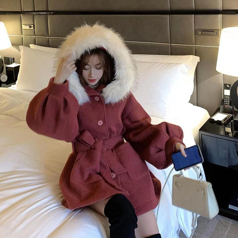 ぽわ袖レッドガウンコート