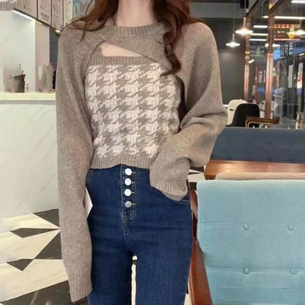 千鳥柄ショートニットセット