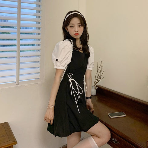 サイド編み上げバルーンワンピ