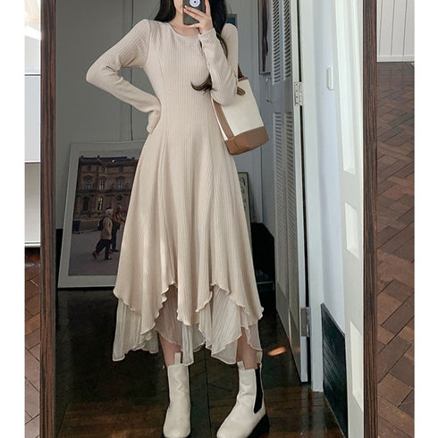 ロングニットチュールワンピ