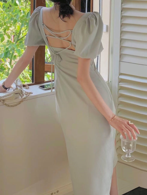 スリットバッククロスワンピース