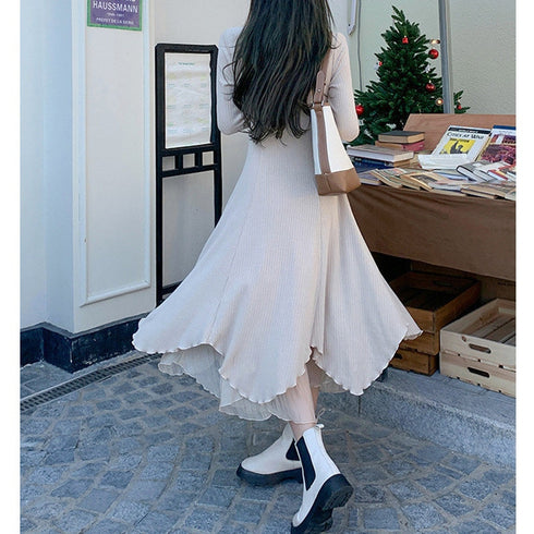 ロングニットチュールワンピ