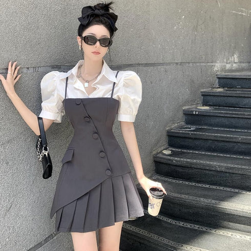 デザインプリーツキャミワンピ