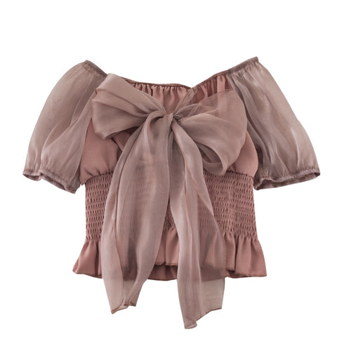 バックリボンシアートップス