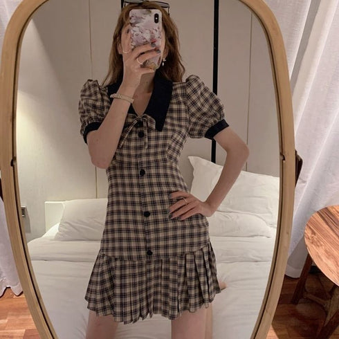 レトロチェックアイドルワンピ