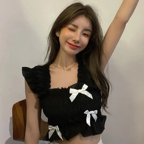 リボンフリルショルダートップス