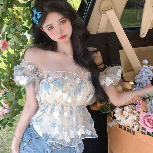 カラーフラワーふわトップス