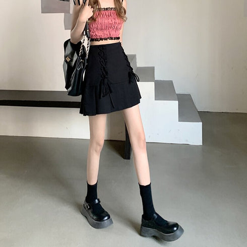 編み上げリボンプリーツスカート