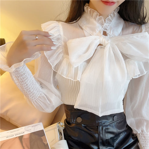 シアーフリルリボントップス