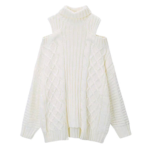 オープンショルダーロングニット