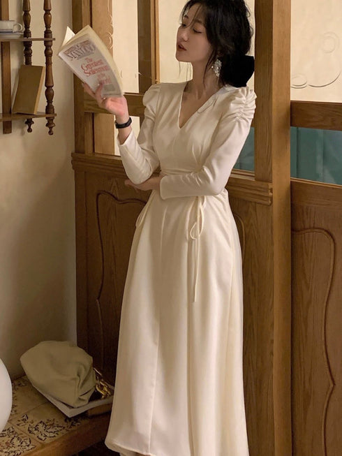 ウエストシャーリングロングワンピース