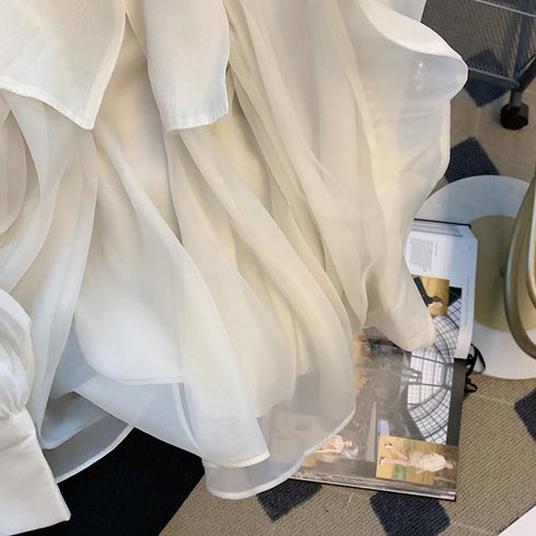 フリルスリーブシフォントップス