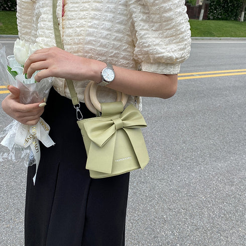 ワンカラーリボンバッグ