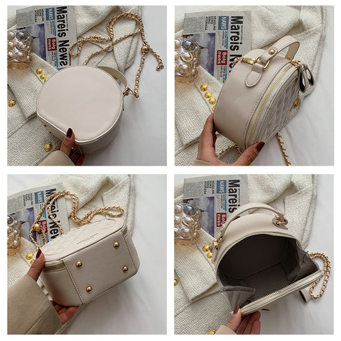 キルティング丸型バッグ