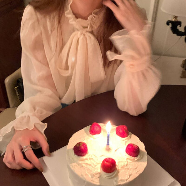 シンプルシフォンリボントップス