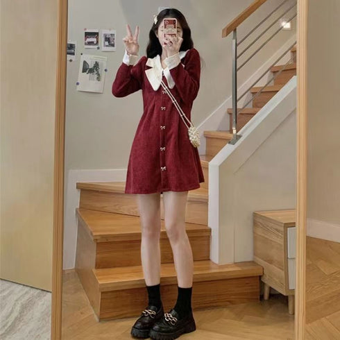 デザインカラーワンピ