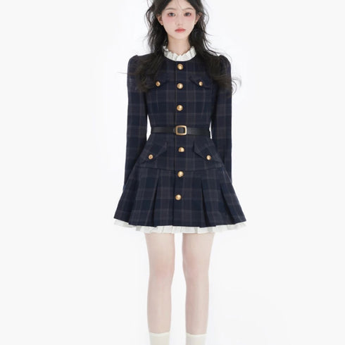 ゴールドボタン制服ワンピース