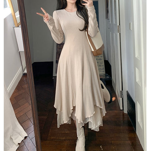 ロングニットチュールワンピ