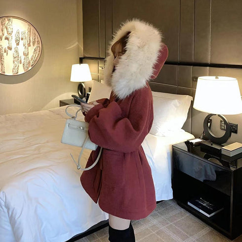 ぽわ袖レッドガウンコート