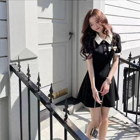 リボンブローチシャツワンピ