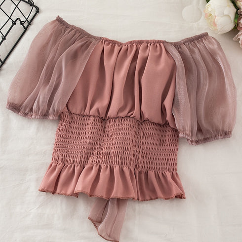 バックリボンシアートップス