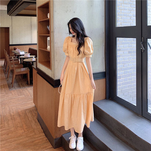 ウエストベルトロングワンピ