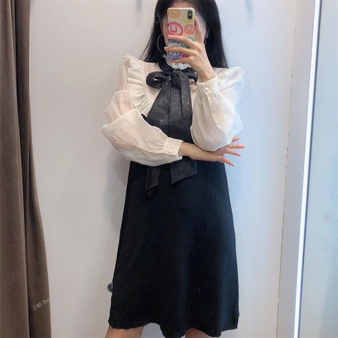 モノトーンドールリボンワンピ