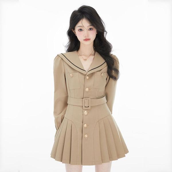 カーキ制服ワンピース