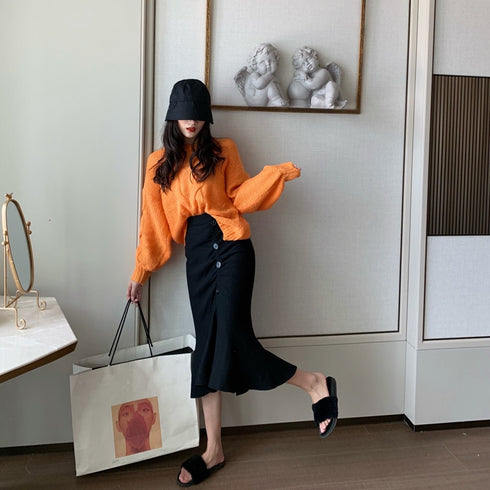 ボタンマーメイドスカート