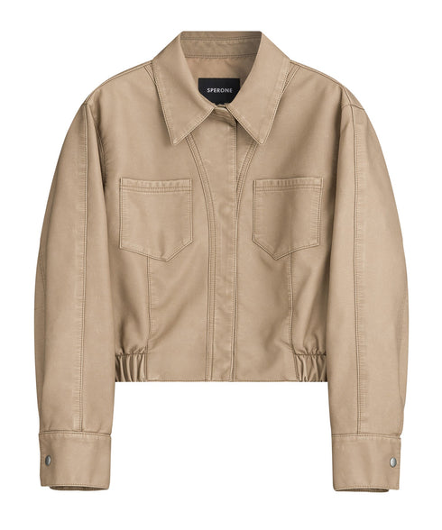 洗浄された二重ポケットクロップブルー品種(ベージュ)