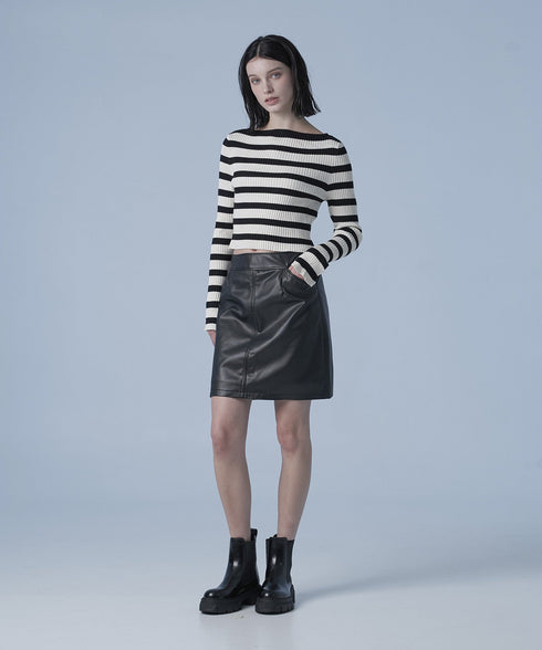 フォックスレザーラウンドスカート(黒)