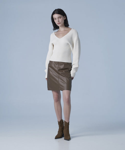 フォックスレザーラウンドスカート(モカ)