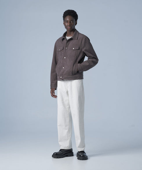 標準的なスエードトラッカージャケット(ダークブラウン)