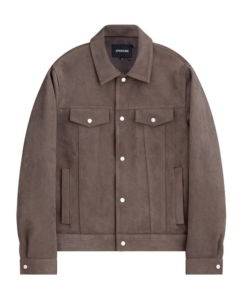 標準的なスエードトラッカージャケット(ダークブラウン)