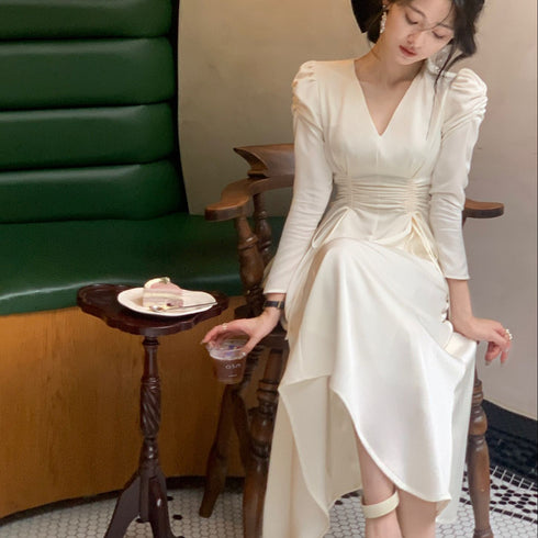 ウエストシャーリングロングワンピース