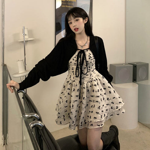 リボンワンピースボレロセット