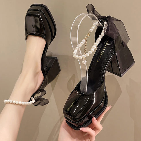 シフォンリボンパンプス