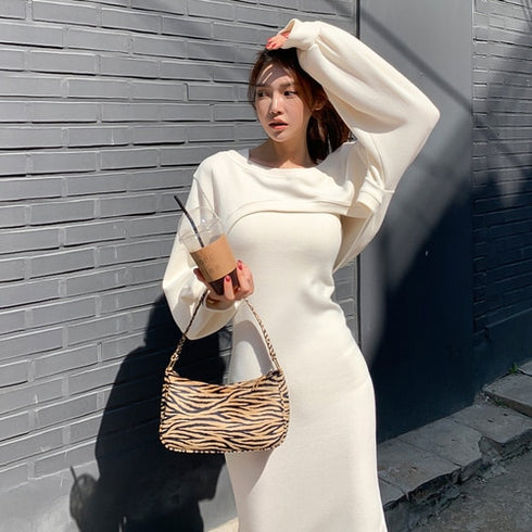 ショートニット&ロングワンピSET