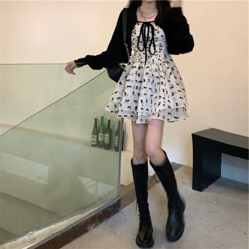 リボンワンピースボレロセット