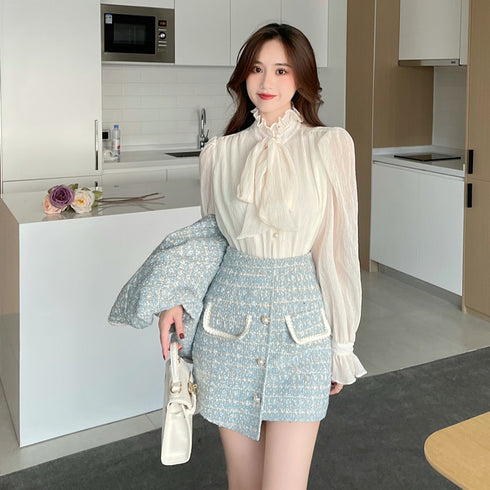 ライトブルーツイードセットアップ