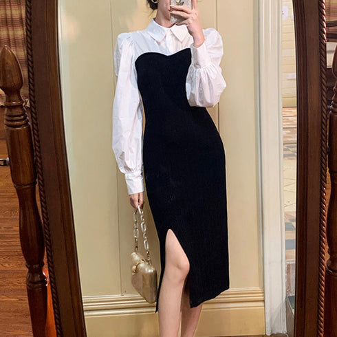 シャツドッキングタイトワンピ