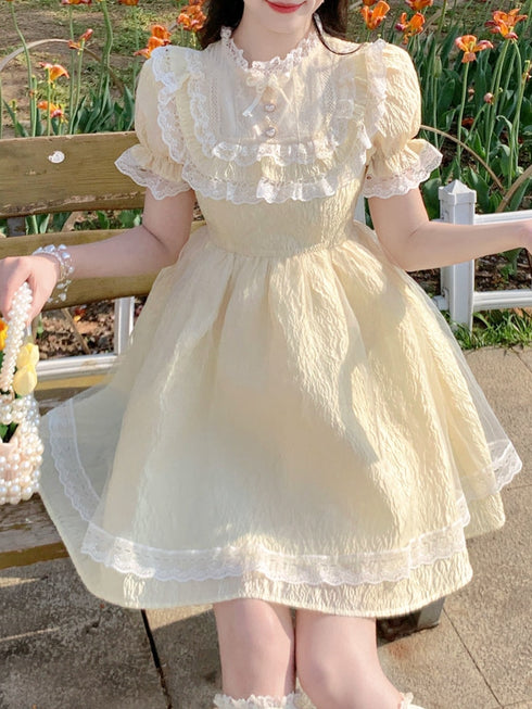 パステルイエローガーリーワンピ